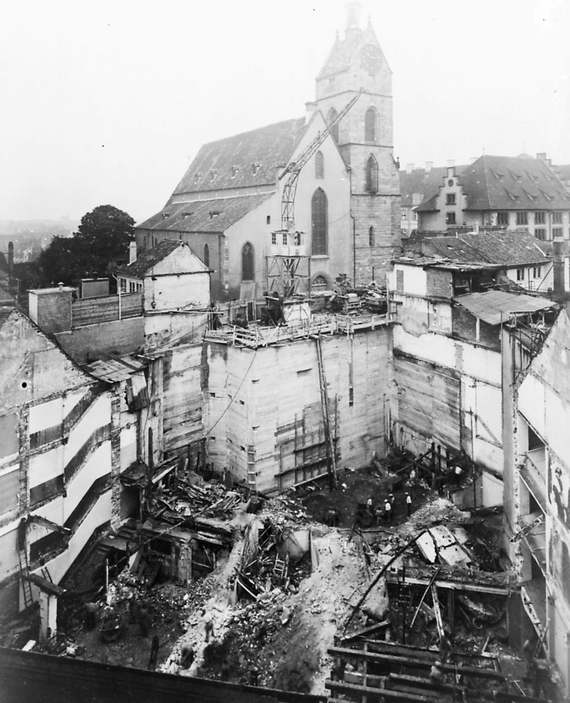 Globus Basel, Blick in die Baugrube © Photographisches Institut der ETH Zürich