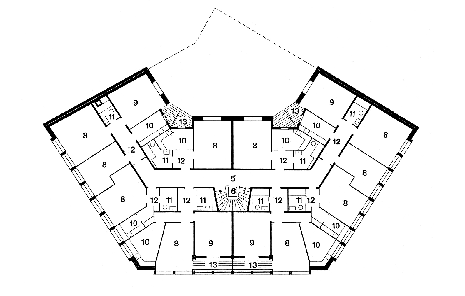 Drei Strassen Hof von Groeflin + Muralda, 1955