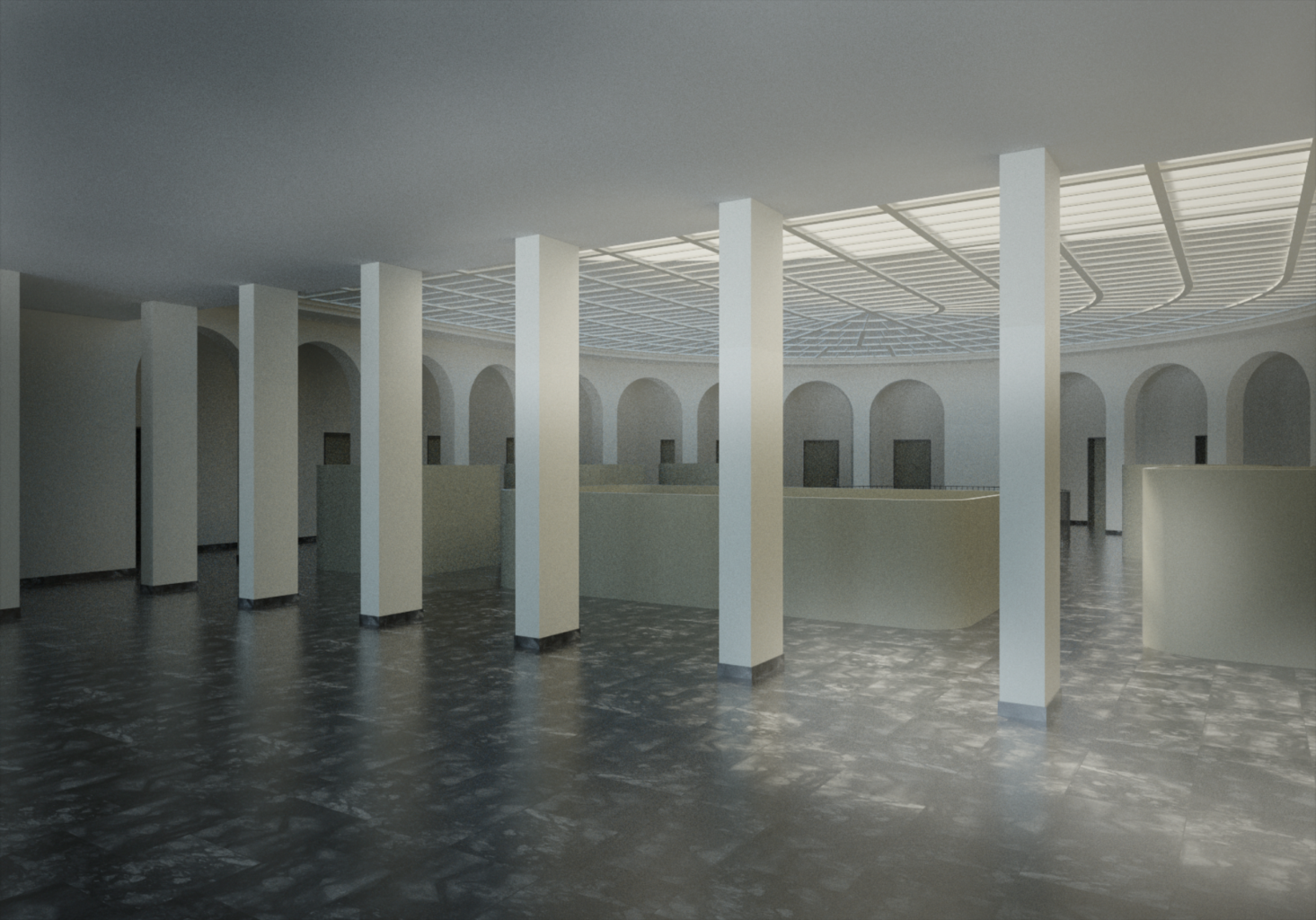 Visualisierung der neu gestalteten Eingangshalle © TrinklerStulaAchille Architetekten AG