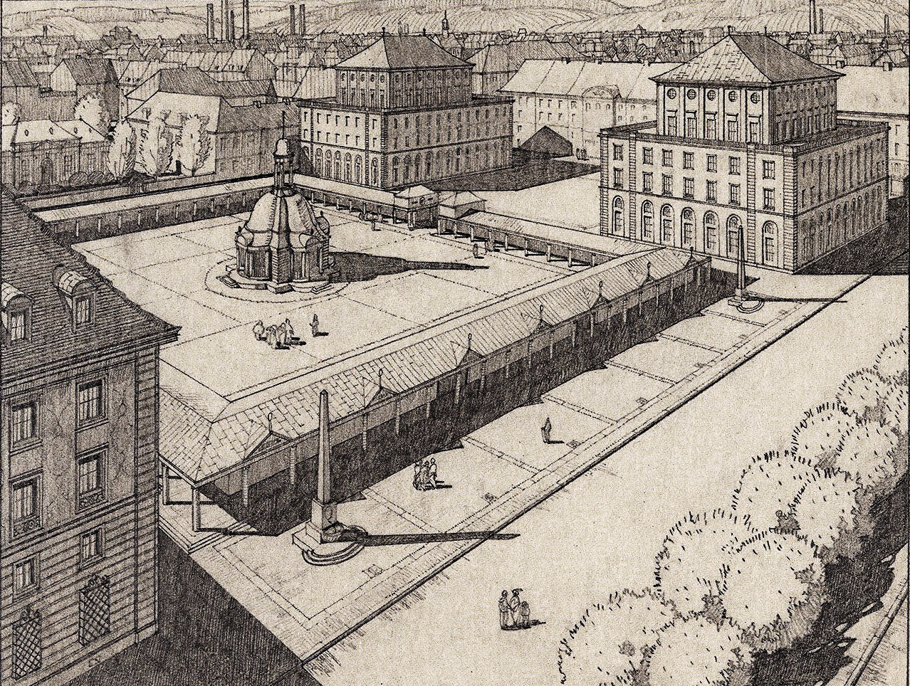 Bernoullis Beitrag zum Wettbewerb für das Areal „Alter Badischer Bahnhof“ in Basel, 1914/15 © gta Archiv ETH Zürich