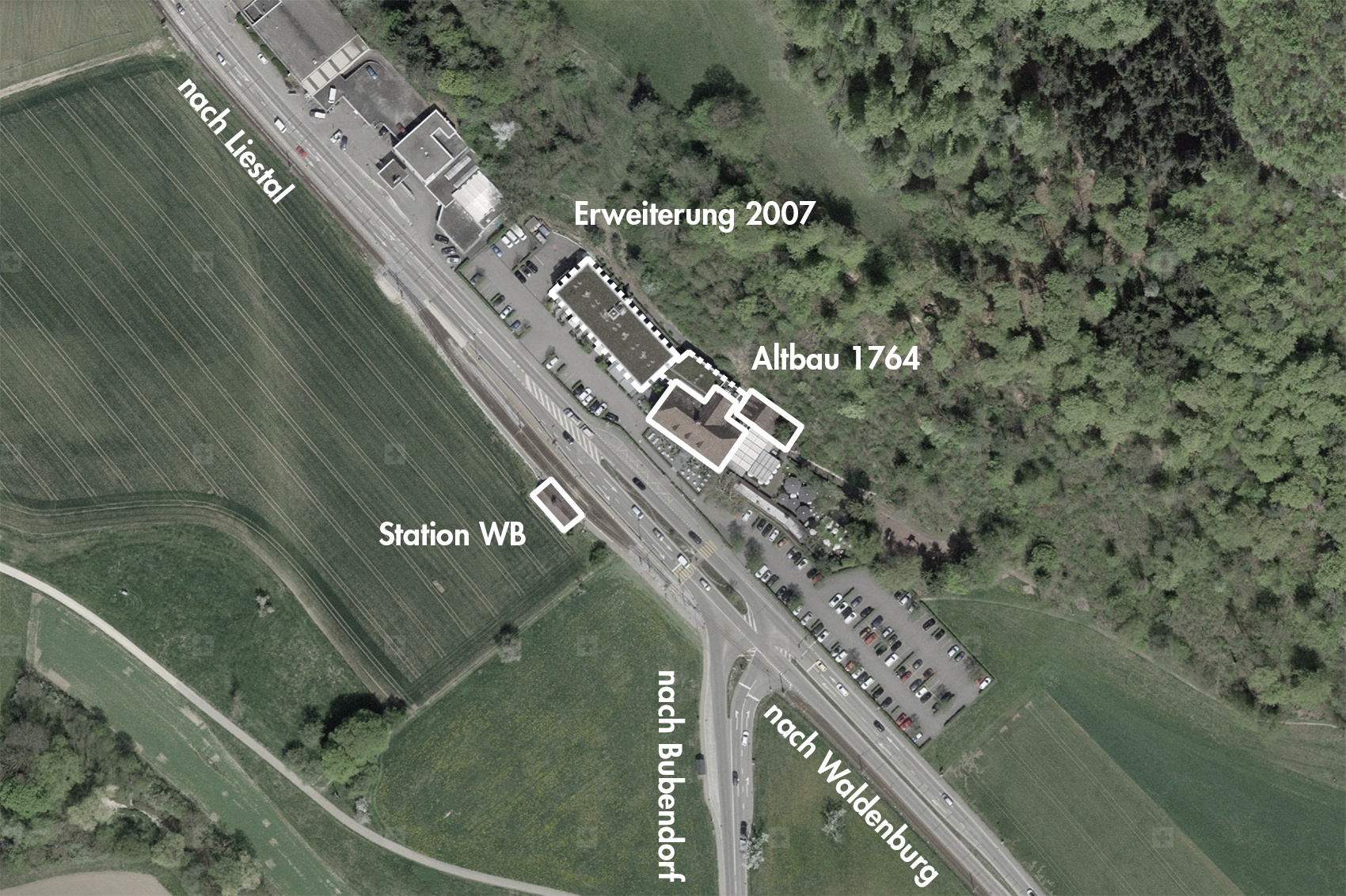 Bad Bubendorf, Bubendorf (bearbeitet), Grundlagen Luftbild © Bundesamt für Landestopografie swisstopo