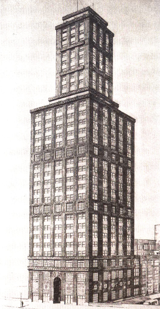 Entwurf von Hans Bernoulli für den Chicago Tribune Tower 1922 © gta Archiv ETH Zürich