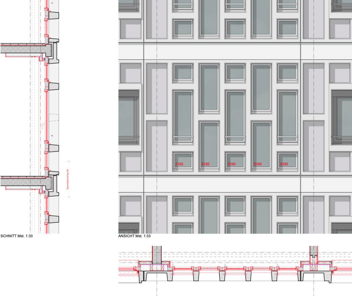 Detaillierung Nordfassade © ARGE Müller Sigrist, Rapp Architekten