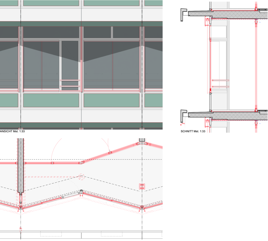 Detaillierung Südfassade © ARGE Müller Sigrist, Rapp Architekten