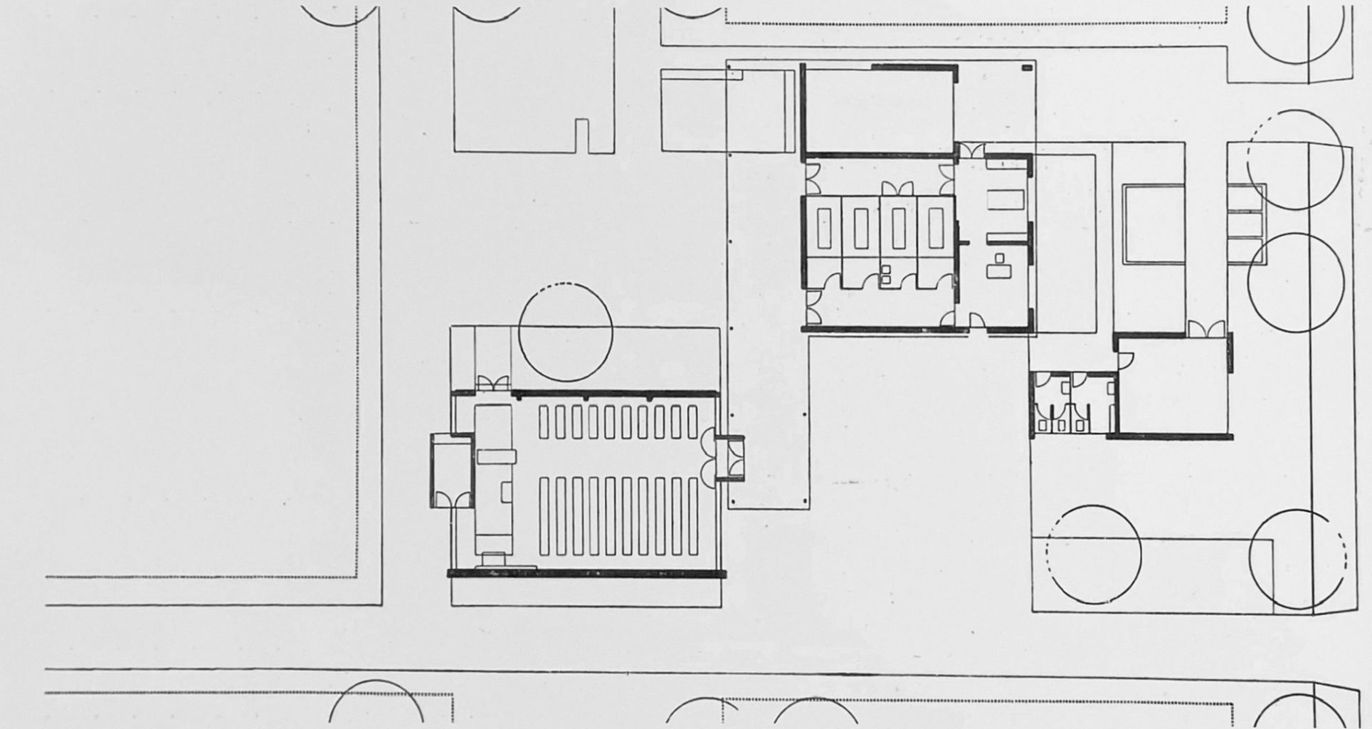 Ursprünglicher Grundriss von 1956, Entwurf: Walter Wurster und Hans Ulrich Huggel
