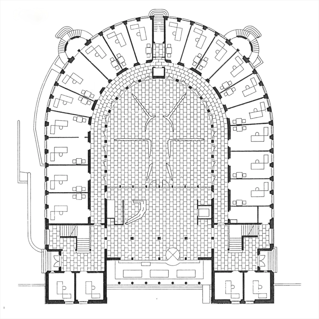 Grundriss des Kantonalen Arbeitsamtes nach Sanierung und Umbau durch Peter Fierz und Stefan Baader, 1983:84 © Fierz Baader Architekten