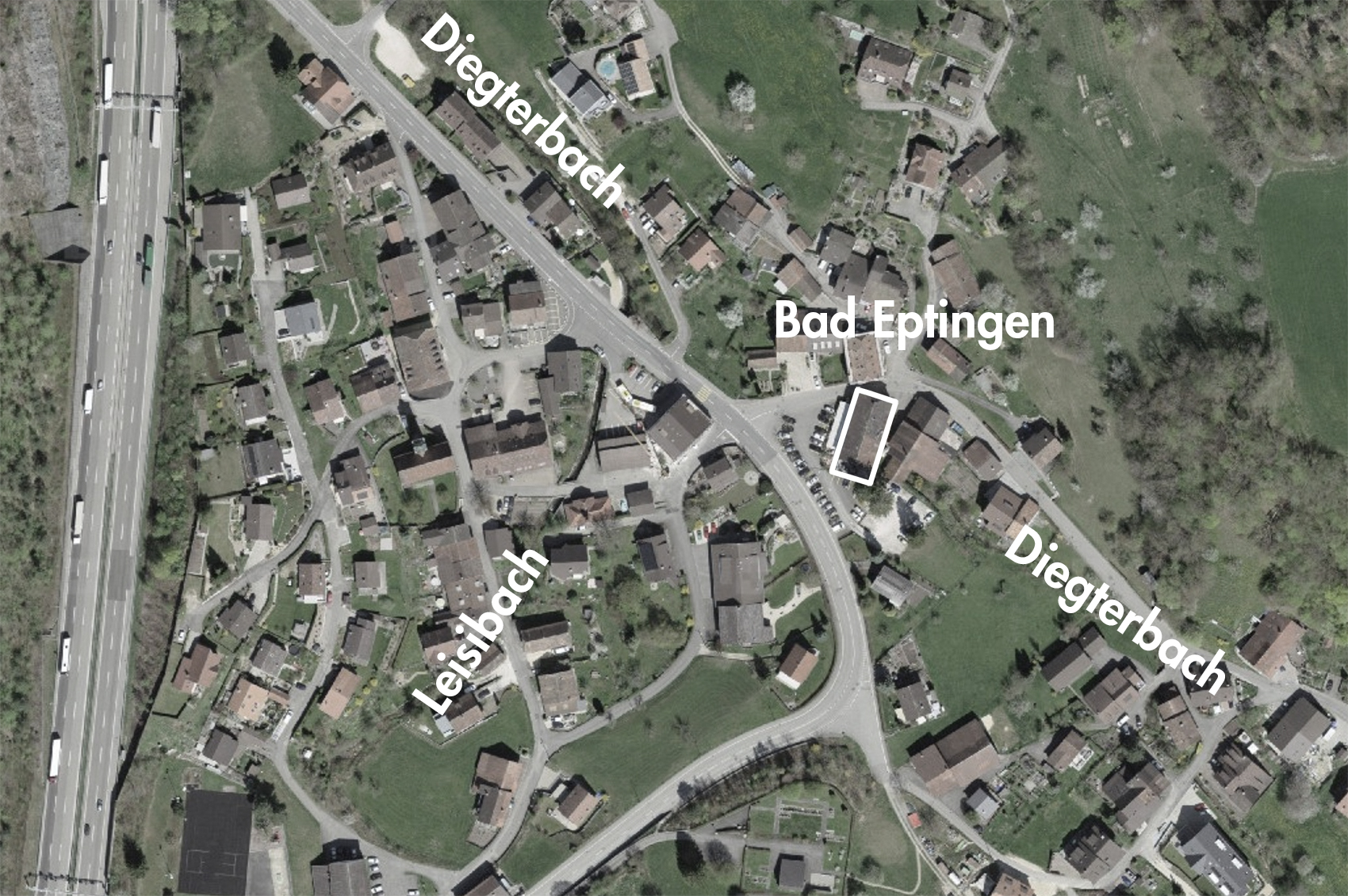 Hotel Bad Eptingen (bearbeitet), Grundlagen Luftbild © Bundesamt für Landestopografie swisstopo