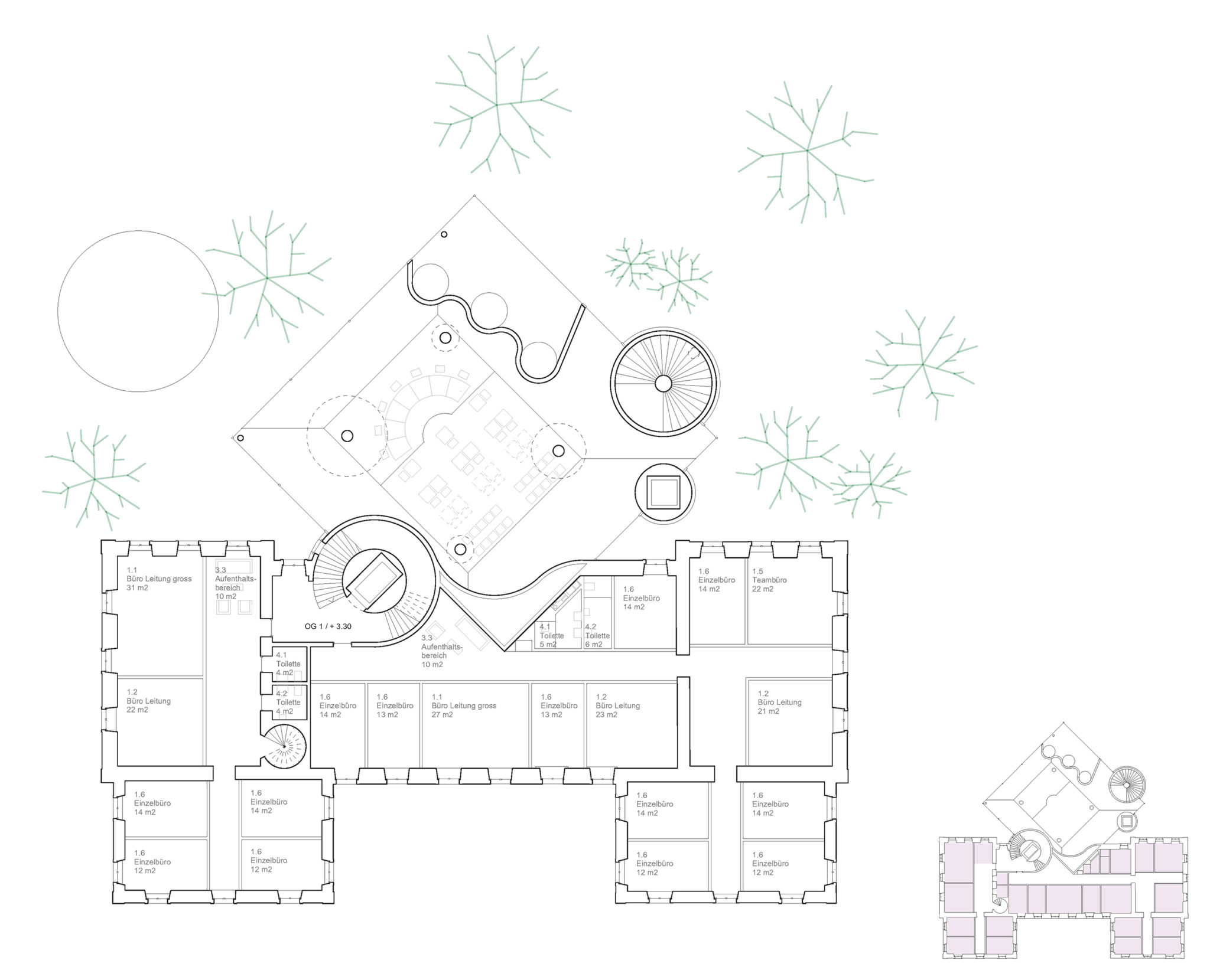 Grundriss OG1 Oblicht (+3.30m) © Notaton