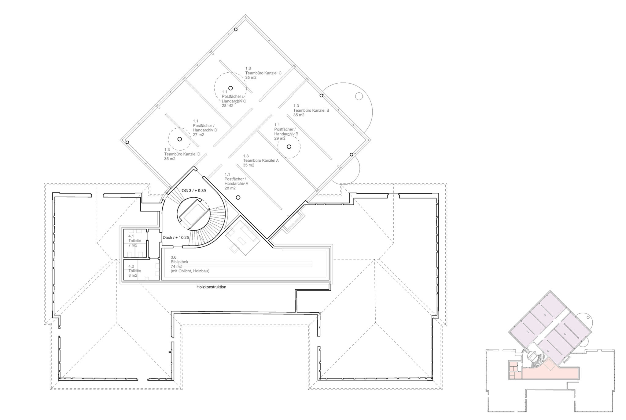 Grundriss OG3 Büros (+9.39m) © Notaton