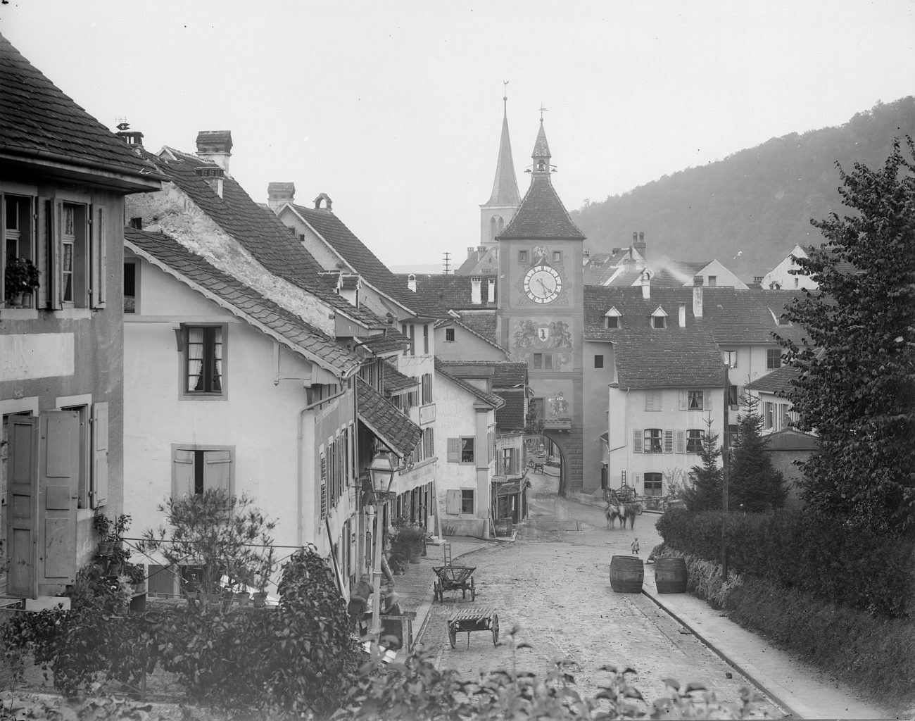 Blick von der Burgstrasse in Richtung Obertor, Liestal 1887, STABL_PA_6292_01.278, Fotosammlung Seiler Arnold und Junior, Liestal, Staatsarchiv Basel-Landschaft