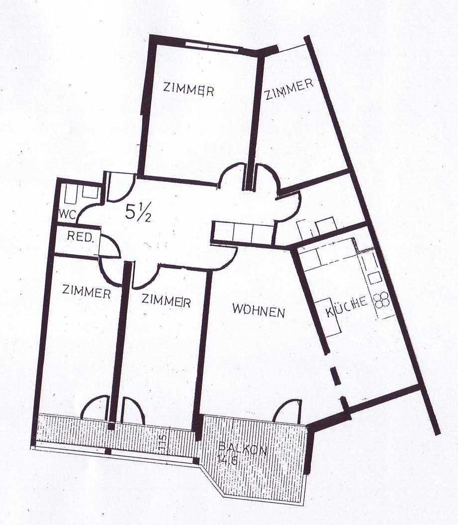 Grundriss 5.5-Zimmer-Wohnung Überbauung Rhypark im St. Johann © Wohnbau-Genossenschaft Nordwest WGN