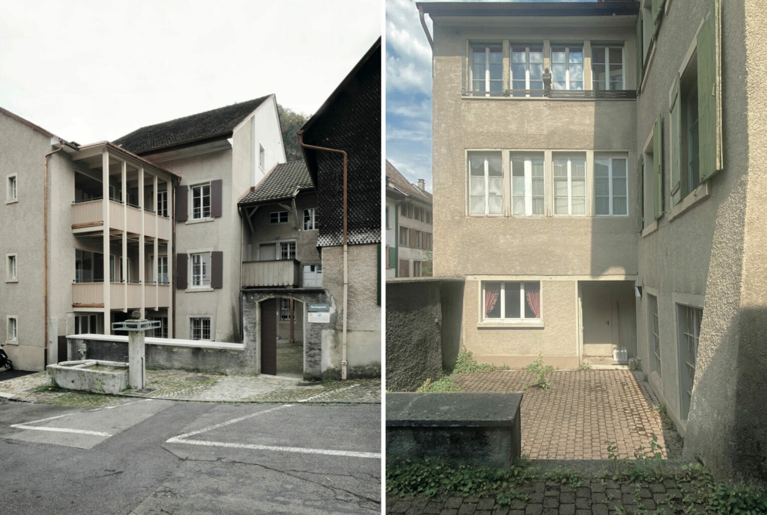 Rechts: Hof und Gasse waren optisch getrennt. Links: die räumliche aufgewertete Situation. Foto © Annette Fischer