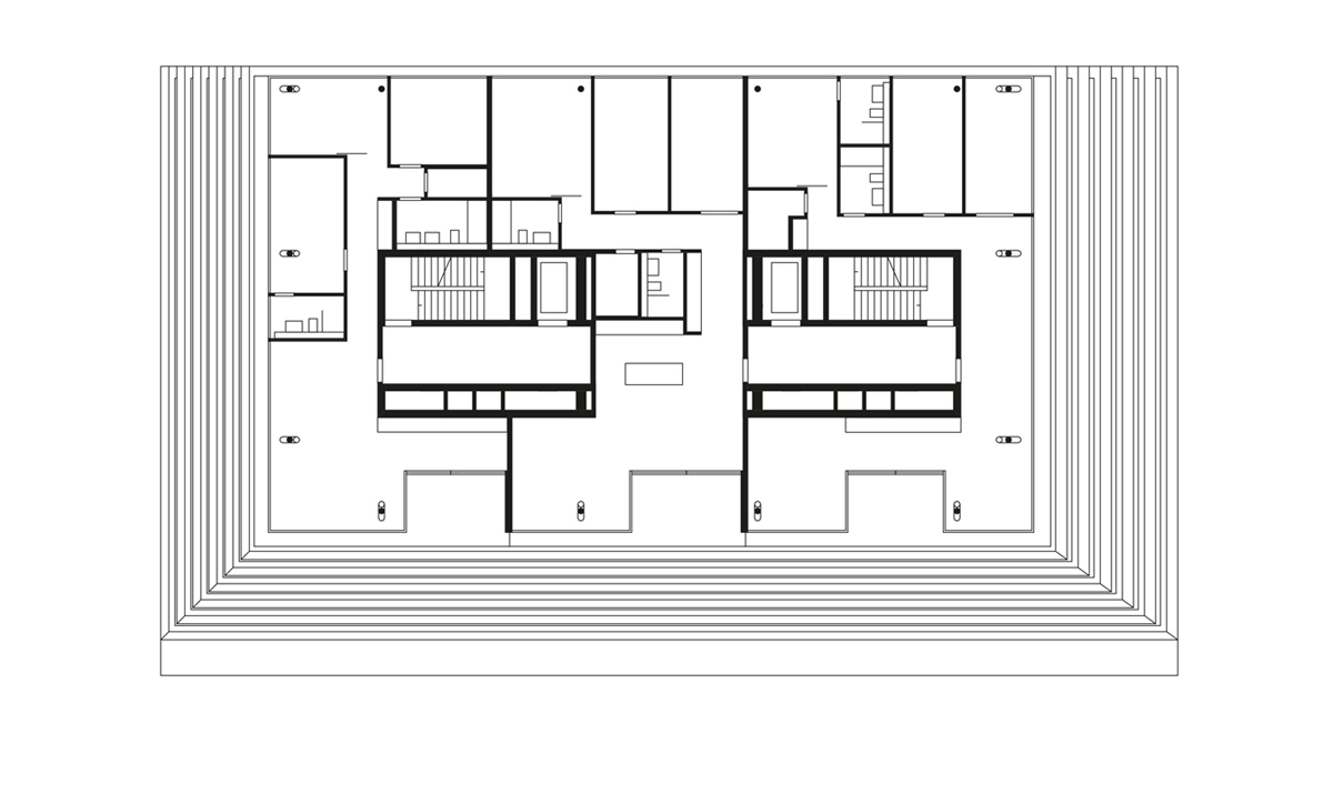 Grundriss 21. OG Grosspeter Tower © Burckhardt+Partner AG