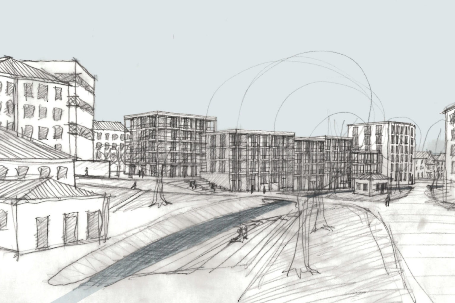 Sicht vom Orisbach nach Nordwesten, Quelle: Jurybericht «Lüdin-Areal»