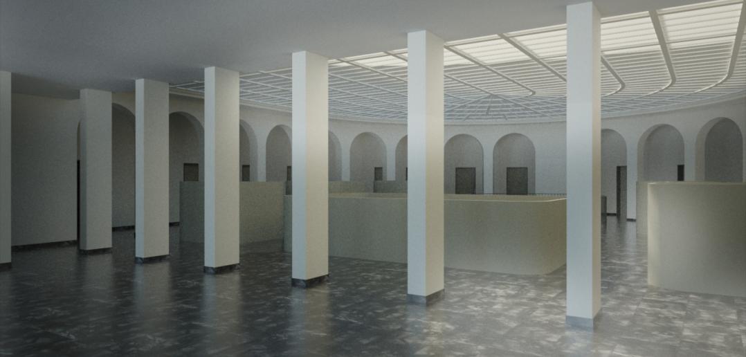 Visualisierung der neu gestalteten Eingangshalle © TrinklerStulaAchille Architetekten AG