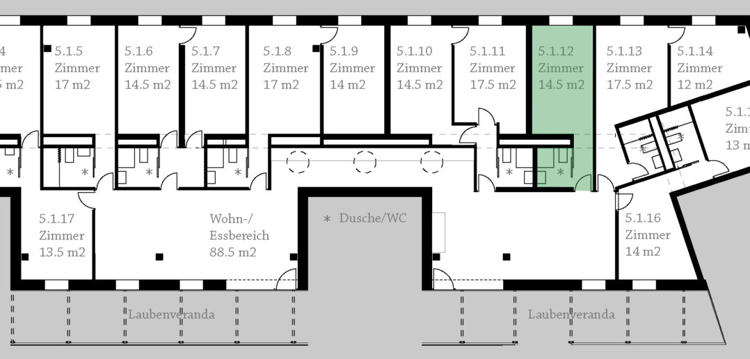 Grundriss Clusterwohnung ©BuchnerBründler