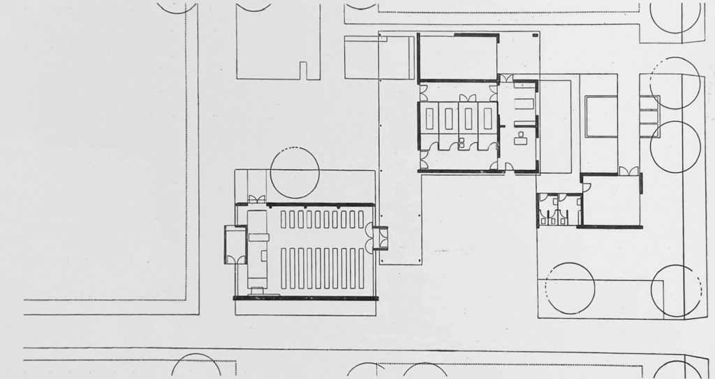 Ursprünglicher Grundriss von 1956, Entwurf: Walter Wurster und Hans Ulrich Huggel