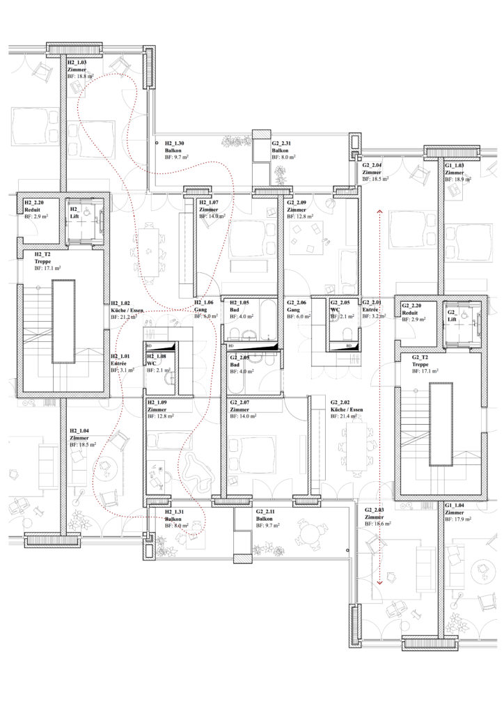 Burgfelderstrasse | Grundriss 4.5 Zimmer Wohnung ©NordArchitekten