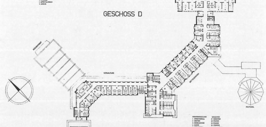 Spitalbau von Rudolf Steiger und Hermann Fietz (1962), Normalgeschoss