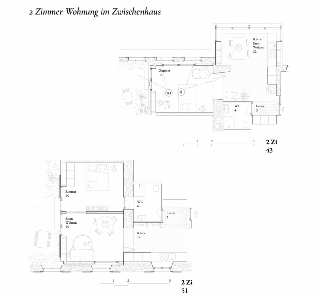 2 Zimmer Wohnung im Zwischenbau, Plan: Solanellas Van Noten Meister Architekten
