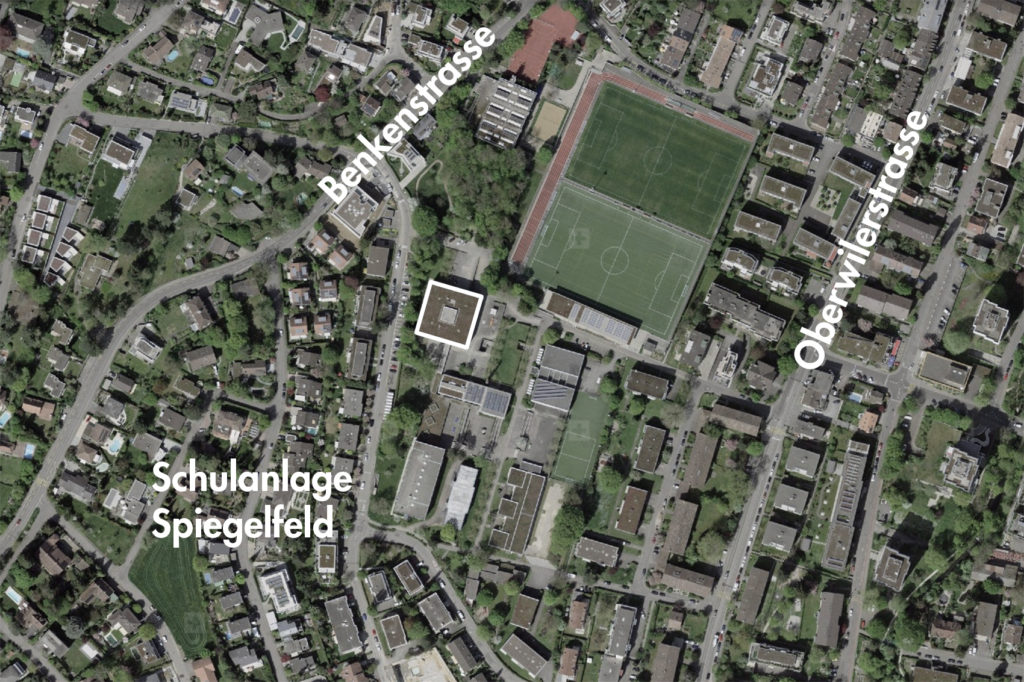 Schulanlage Spiegelfeld, Binningen (bearbeitet), Grundlagen Luftbild © Bundesamt für Landestopografie swisstopo