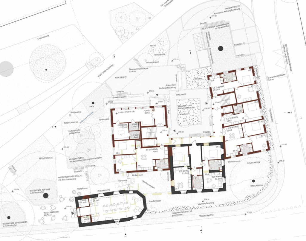 Konglomerat: Erdgeschossgrundriss, Plan: Vécsey*Schmidt Architekt*innen