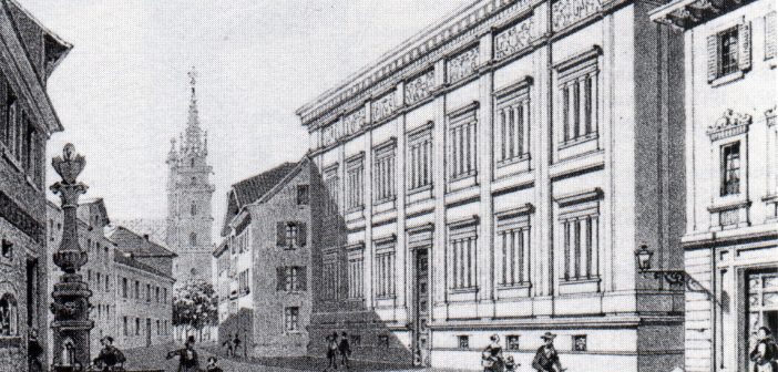 "Le nouveau Musée (à Basle)" - Lithographie von L. Graf um 1854