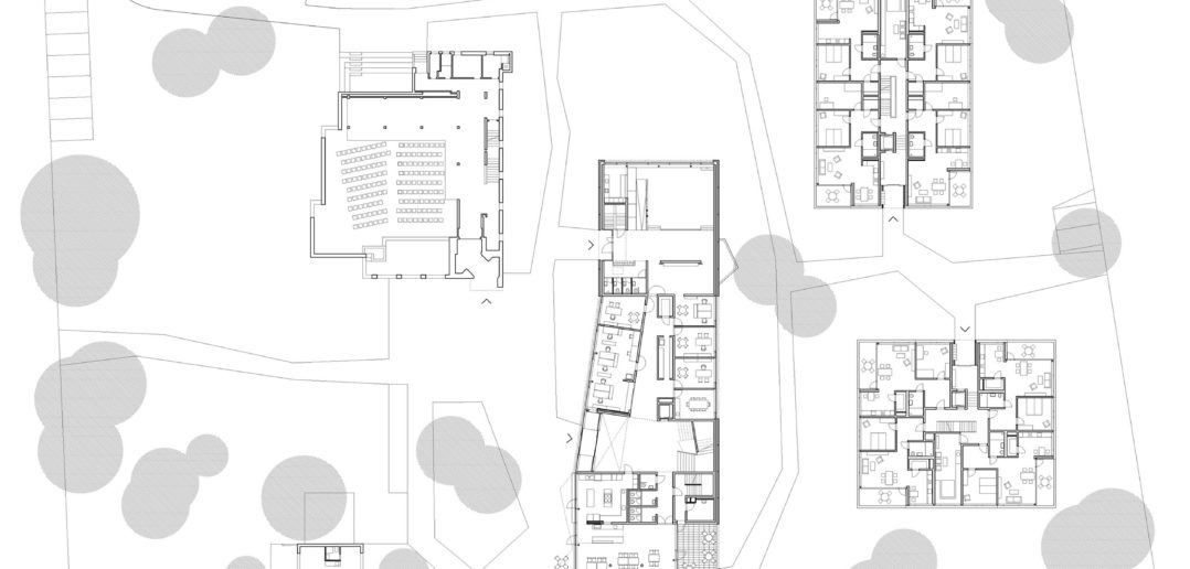 Mischeli-Areal in Reinach: Erdgeschoss-Grundrisse © Stump & Schibli Architekten BSA