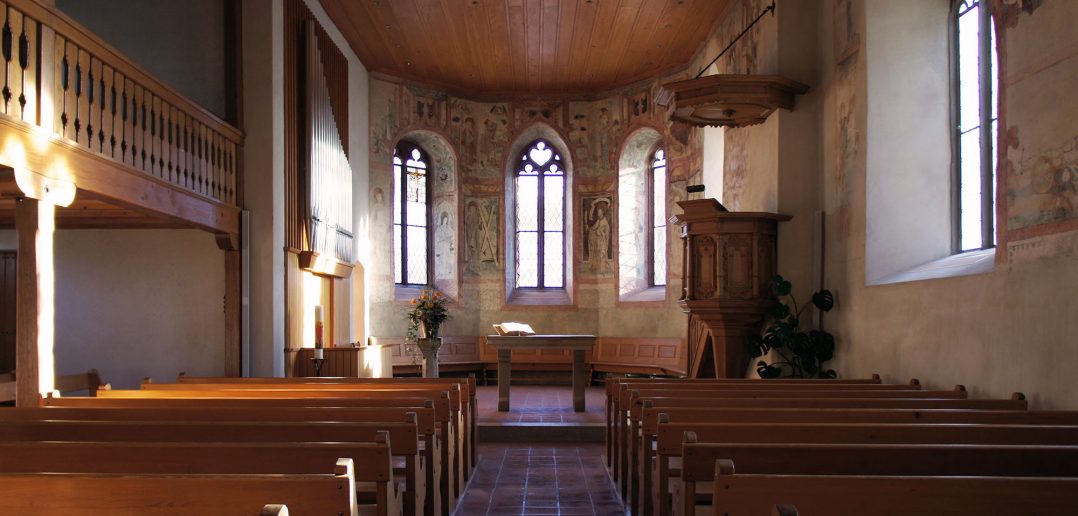 Innenraum der Kirche, Oltingen © Architektur Basel