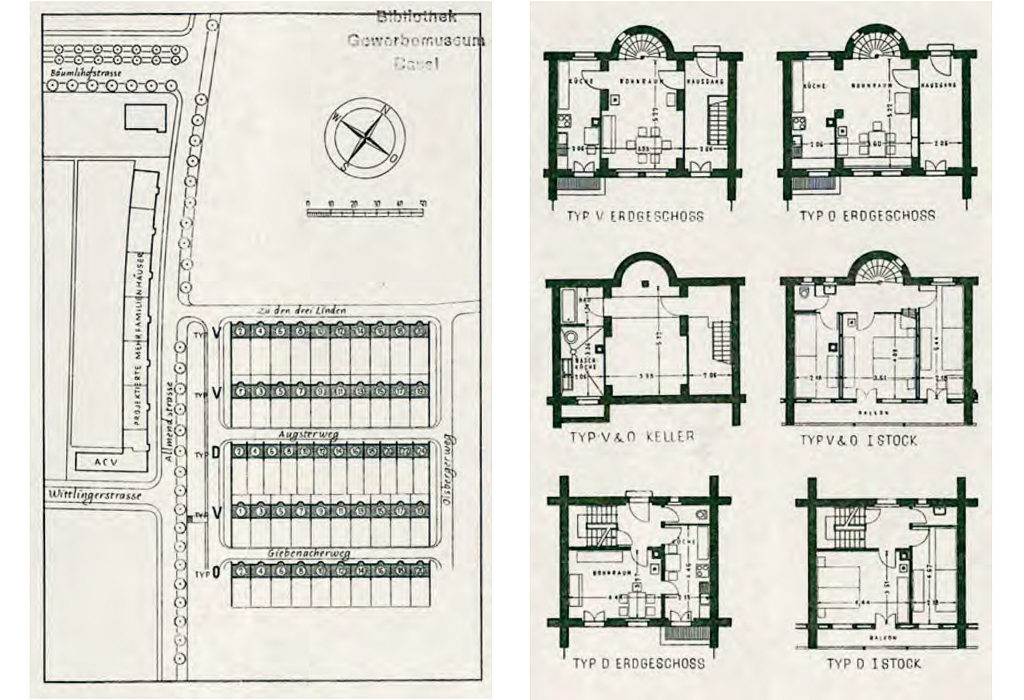 Pläne der Siedlung "Drei Linden" (1944) von Mumenthaler & Meier © Gewerbemuseum Basel