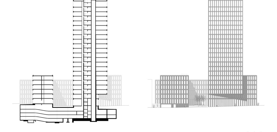 Fassade / Schnitt Grosspeter Tower © Burckhardt+Partner AG