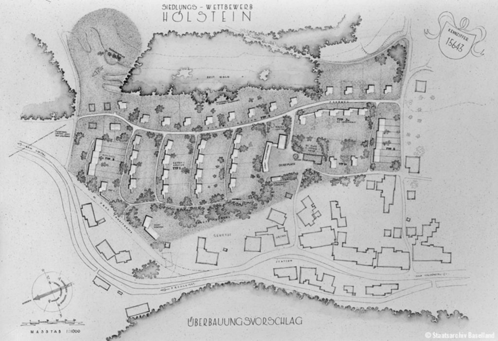 Um diesen Plan geht es: «Überbauungsvorschlag für den Siedlungswettbewerb Hölstein (...)», Bildnachweis: D2.12922, Fotosammlung, Staatsarchiv Basel-Landschaft, Foto: Arnold Seiler-Rudin, CC BY-SA 4.0