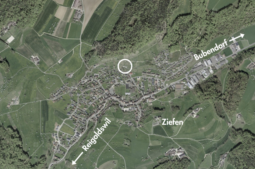 Luftbild mit markiertem Projekt (bearbeitet) © Bundesamt für Landestopografie swisstopo
