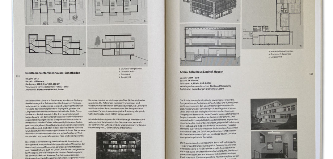 Kurzbeschriebe werden durch Fotografien und Pläne ergänzt. © Architektur Basel